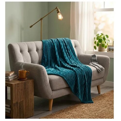 Plaid - Eden - Gali - 180 X 220 Cm - Bleu - Toucher Velours 400 G/M²