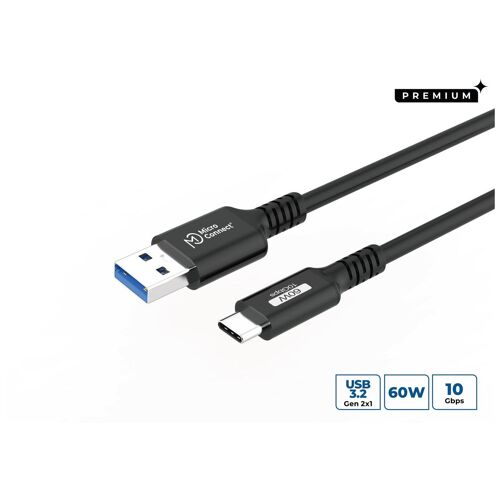 Microconnect USB3.2AC15 câble USB USB 3.2 Gen 2 (3.1 Gen 2) 1,5 m USB C USB A 60 W Noir
