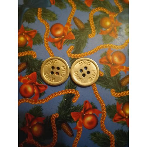 Lot De 2 Boutons Argentés À 4 Trous 2 Cm En Métal Vintage Années 90.