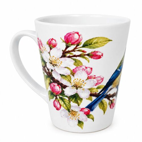 Mug Oiseau Bleu Et Branche Fleurie En Céramique 320 Ml