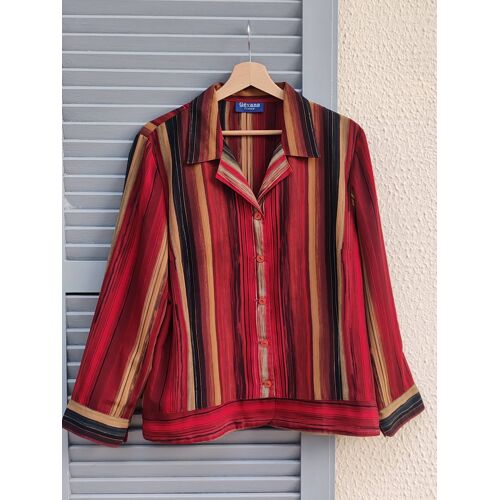 Veste Femme Marque Gévana France Manches Longues Avec Un Col Entièrement Boutonné T. 42