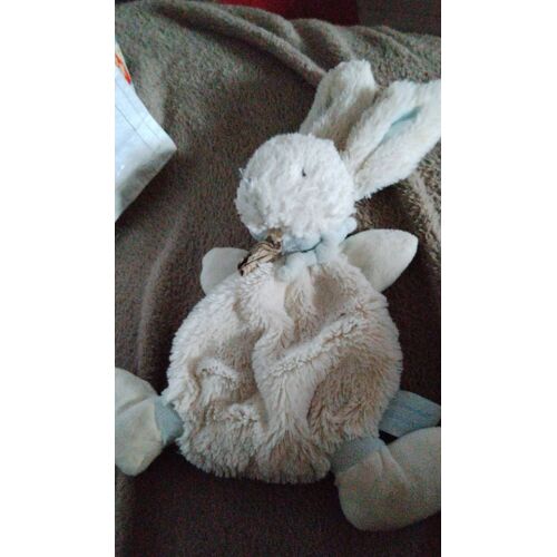 doudou lapin mon tout petit bleu blanc