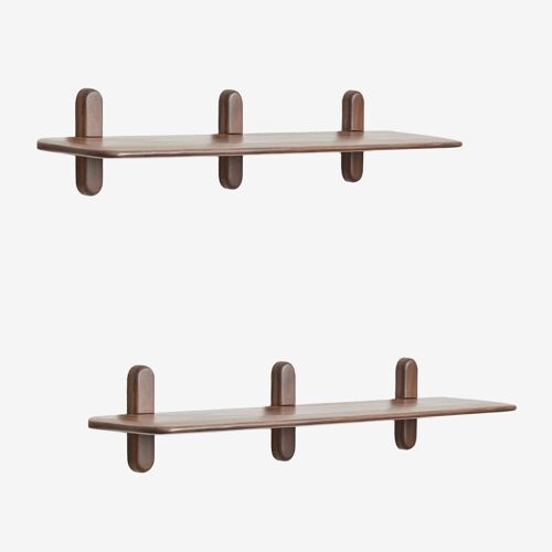 Pack de 2 étagères murales en bois Veleta Brun Acacia foncé ↔︎ 130 cm
