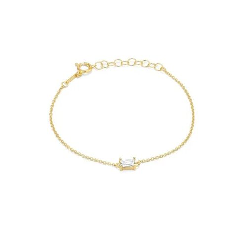 Bracelet En Argent Plaqué Or - Radiant - Design Intemporel - Pierres En Zircone Cubique - Fermoir Mousqueton