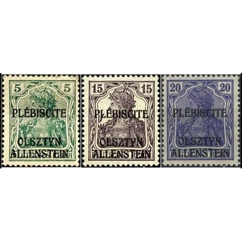 Allemagne, Anciens Territoires D'Olsztyn - Allenstein Avant Plébiscite D'Auto-Détermination, Beaux Timbres Neufs* Yvert 1 3 Et 5, Types Germania Surchargés.