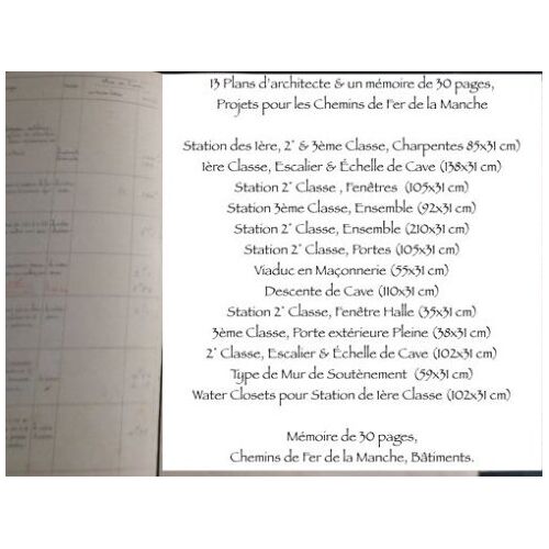 13 Plans DArchitecte & Un Mémoire De 30 Pages, Projets Pour Les Chemins De Fer De La Manche, 1907