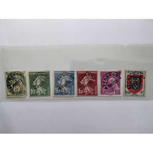Lot 6 Timbres Français Oblitérés Thèmes Divers (La Semeuse...) (1922 À 1947)
