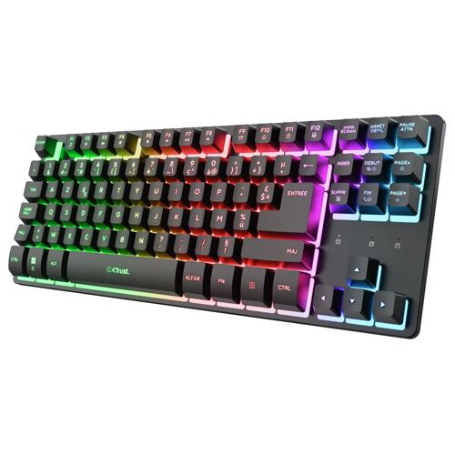 Trust GXT 831 Thado - Clavier - 80% - TKL - backlit - sans fil - USB, 2.4 GHz - AZERTY - Français - noir