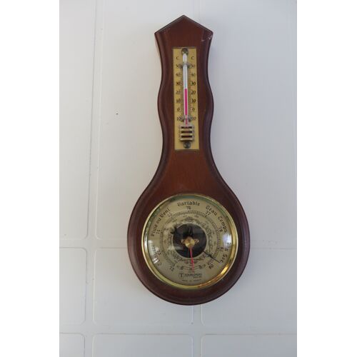 Baromètre Thermomètre Tourlonias Bois Et Laiton Vintage
