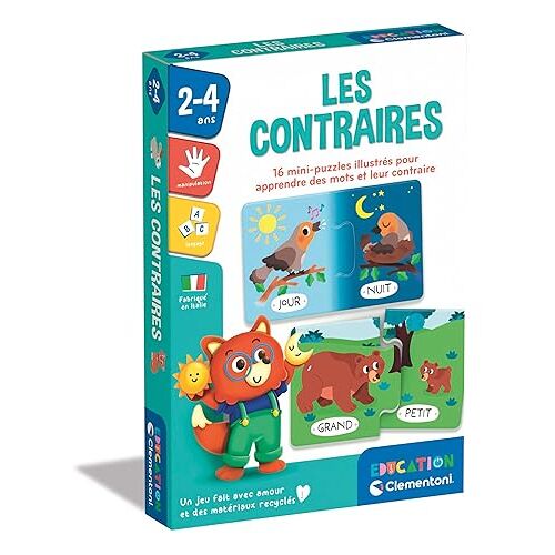 Clementoni contraires - Contient 16 mini puzzles et 1 guide. - 2 ans - 52789