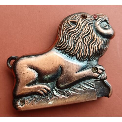 Briquet En Cuivre Figuratif Vintage Lion