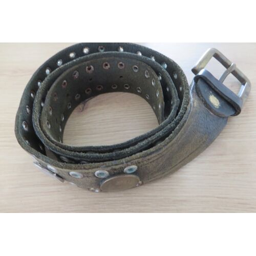 Ancienne Ceinture Cuir Cloutée De Pièces De Monnaie