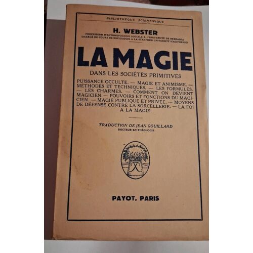 La Magie Dans Les Sociétés Primitives - Par H. Webster