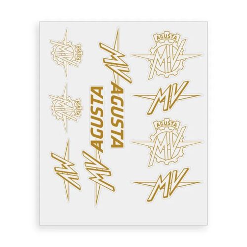 Autocollants Mv Agusta ¿ Kit 9 Stickers Dorés, Résistants À L¿Eau Et Aux Uv, Made In Italy, Licence Officielle, 240 X 200 Mm