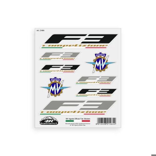 Autocollants Mv Agusta F3 Competizione ¿ Kit 8 Stickers Prédécoupés, Résistants Eau/Uv, Licence Officielle, 160 X 135 Mm