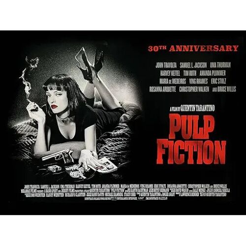 Pulp Fiction - Affiche De Cinéma Pliée - Format 40x53 Cm - De Quentin Tarantino Avec John Travolta, Samuel L. Jackson, Uma Thurman, Bruce Willis, Harvey Keitel, Tim Roth - Ressortie