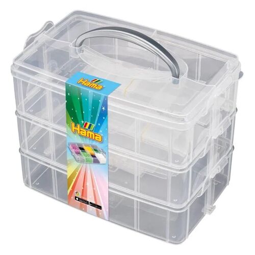 Hama Grande Boîte De Rangement Pour Perles À Repasser Avec 3 Tiroirs Transparents