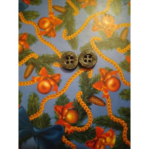 Lot De 2 Boutons Noirs Puma À 4 Trous 1,2 Cm En Plastique Vintage Années 90.