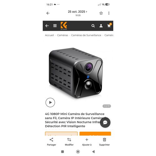 Fonctions : Vision nocturne infrarouge et détection intelligente PIR-Mini caméra IP de surveillance intelligente sans fil intérieure-4g-1080p-K&Fkentfaith.fr-modèle KF50.0033EU_4-Avec carte sim