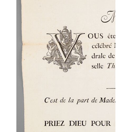 [ Grand Placard Mortuaire Vannetais Imprimé Avec Vignette Macabre Gravée Sur Bois Avec Crâne, Tibias Croisés, Faux, Sablier, Ailes De Chauve-Souris :