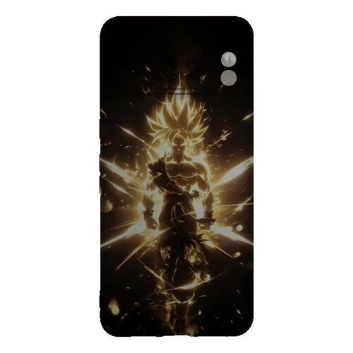 Coque Google Pixel 8 Pro Manga Son Goku Transformation - Silicone souple noir - Fabriquée en France