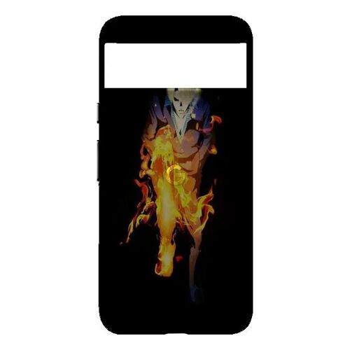 Coque Google Pixel 8 Manga One Piece Sanji Jambe en Feu - Silicone souple noir - Fabriquée en France