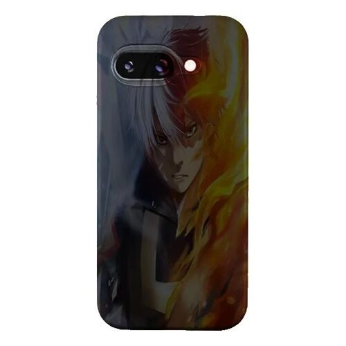 Coque Google Pixel 9a Manga Shoto Todoroki Ice And Fire - Silicone souple noir - Fabriquée en France