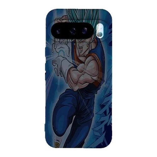 Coque Google Pixel 10 Pro Manga Super Vegeta Bleu - Silicone souple noir - Fabriquée en France