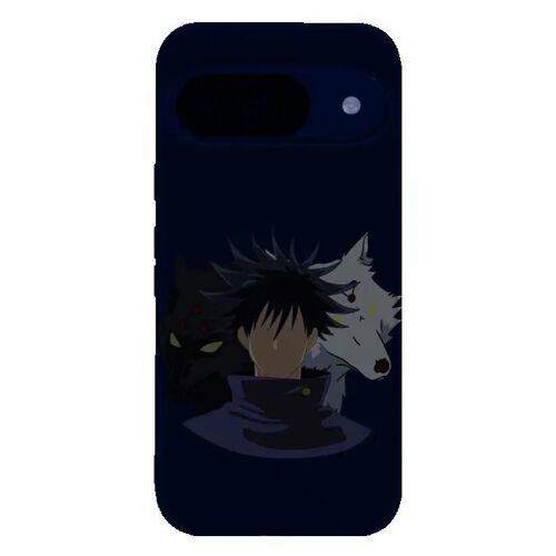 Coque Google Pixel 9 Pro Manga Jujutsu Kaisen Megumi Fushiguro Divine Dogs Minimalist - Silicone souple noir - Fabriquée en France