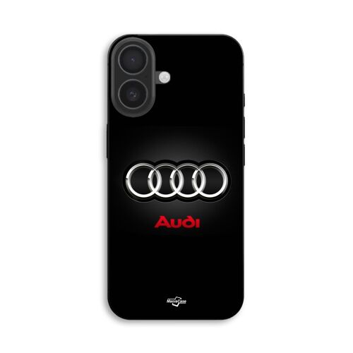 Coque Pour iPhone 18 Logo de voiture Audi gris et rouge Maniacase