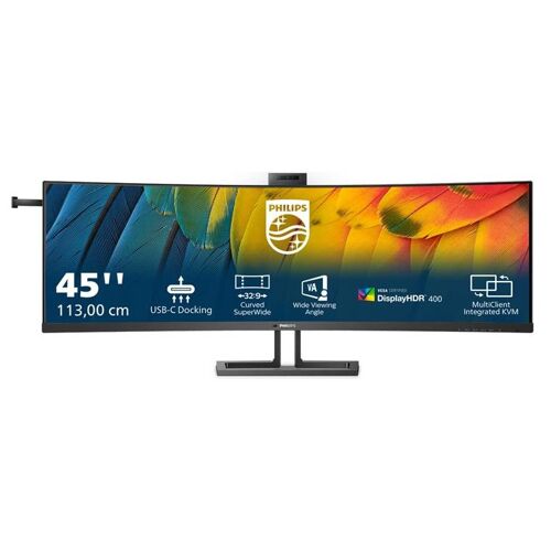 Philips 45B1U6900CH - 6000 Series - écran LED - incurvé - 45" (44.5" visualisable) - 5120 x 1440 Dual Quad HD @ 75 Hz - VA - 450 cd/m² - 3000:1 - DisplayHDR 400 - 4 ms - 2xHDMI, DisplayPort, 2xUSB-C - haut-parleurs - noir
