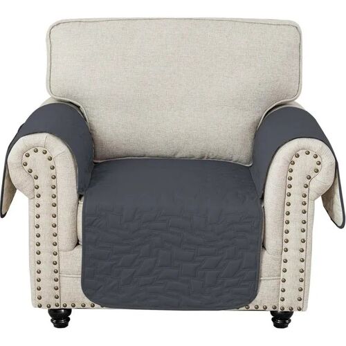 Housse De Fauteuil 1 Place Imperméable Avec Accoudoirs, Protection Antidérapante Pour Canapé, Lavable En Machine, Couleur Gris
