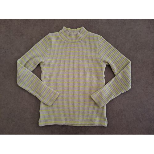 Pull Fin Cotelé Rayé Écru/Jaune Fluo H&m - 6/8 Ans