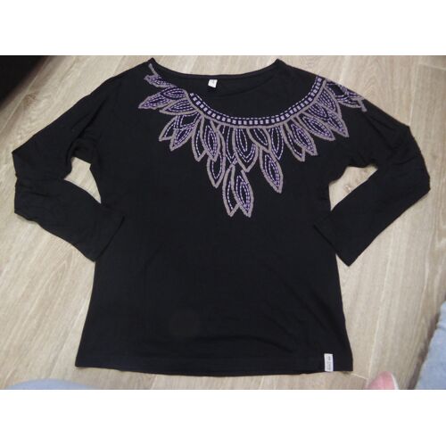 T-Shirt Manches Longues Noir "Collier De Plumes" De Corp By Esprit - M (=L Français)