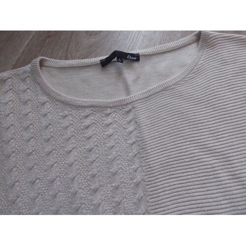 Pull Fin Beige Lurex Maille Fantaisie Etam - L