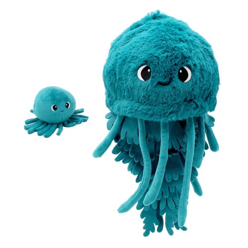Peluche méduse maman et son bébé bleu