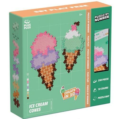 Jeu de construction Plus-Plus Puzzle by Number Ice Cream Cones 250 pièces multicolore