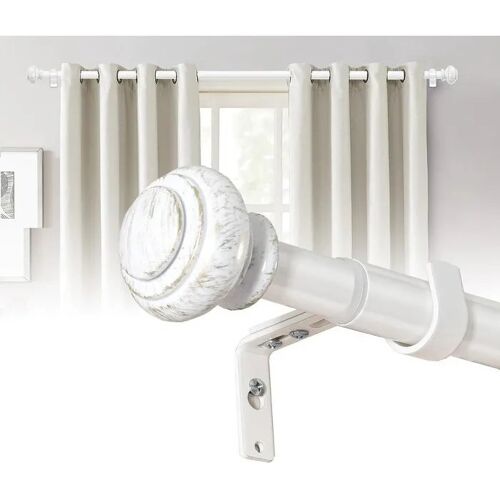 Lot De 2 Tringles À Rideaux Télescopiques 76-349 Cm, Diamètre 25 Mm, Fer Robuste Blanc, Charge 20 Kg, Anti-Rouille, Installation