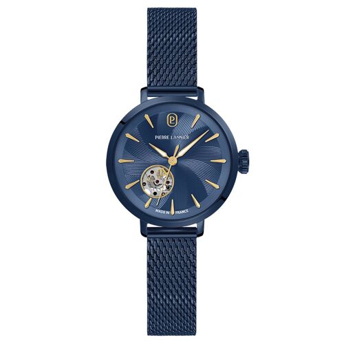 Montre Automatique Femme Soline Bleu Cadran Soleillé Bleu Bracelet Acier Milanais Bleu 12mm