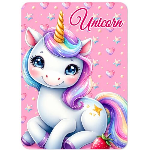 Plaid Polaire Licorne – 100 × 140 Cm- Haute Qualité – Doux Et Chaud (Taille Taille Unique,Couleur Rose)